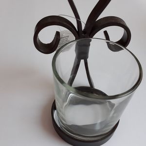 Candle holder dark bronze fleur and removable glass…